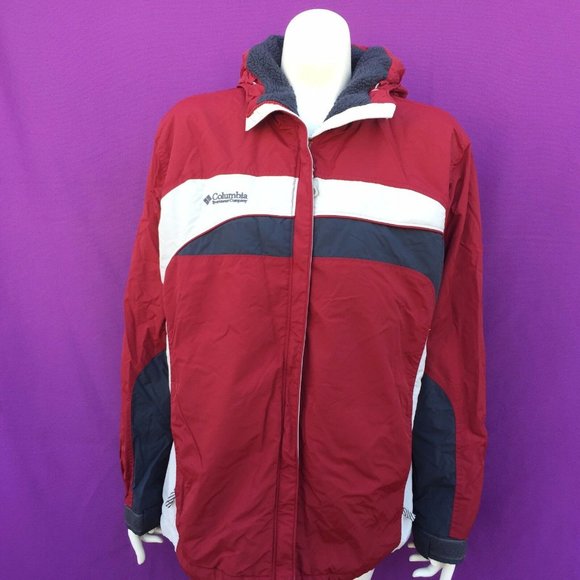 COLUMBIA women's red color warm hoodie jacket size--L - Picture 2 of 6